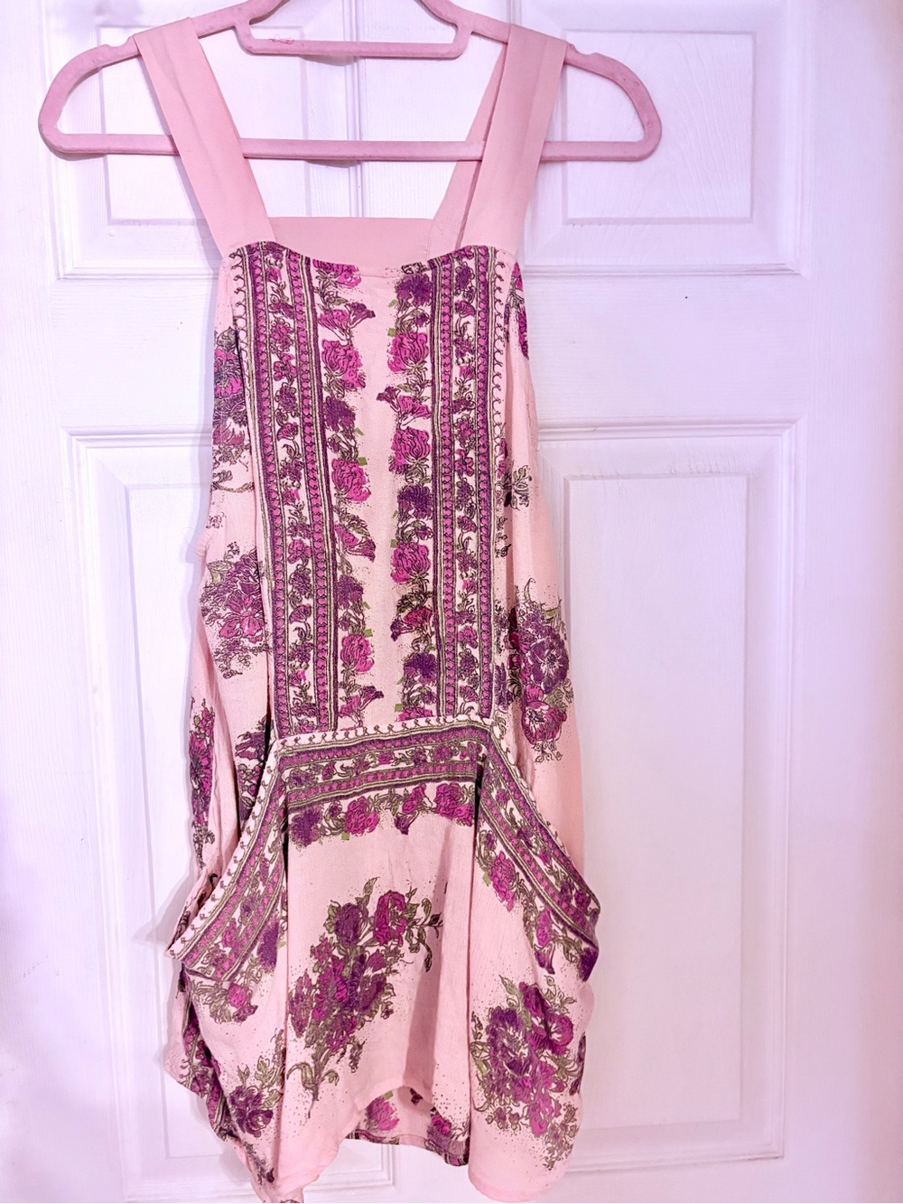 Y2K Free People Pink Floral Panel Apron Dress for Women